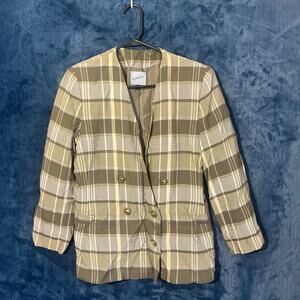 Acqueline Ferrar plaid Casual button Green blazer Womans Size 10